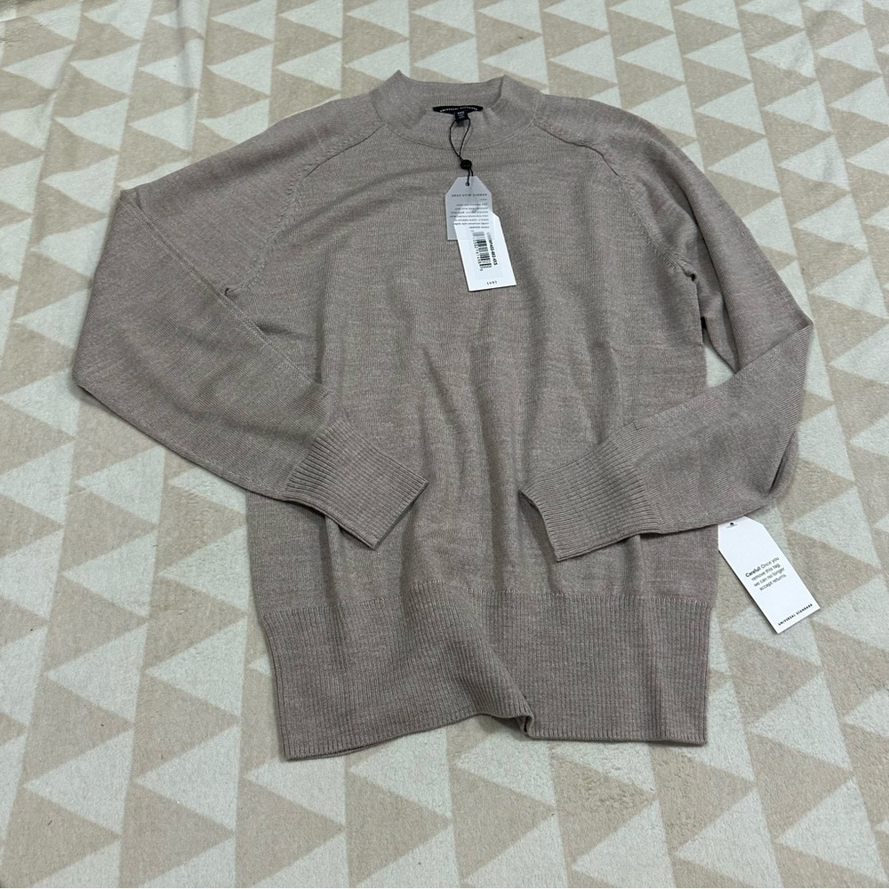 Universal standard beige mockneck sweater wool